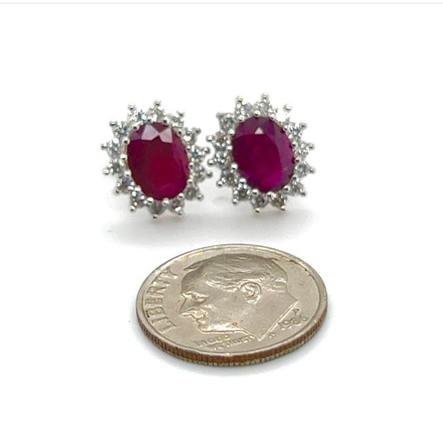 Traditional Natural Ruby Diamond Earrings 14k Gold 4.04 TCW Certified For Sale - Image 3 of 11