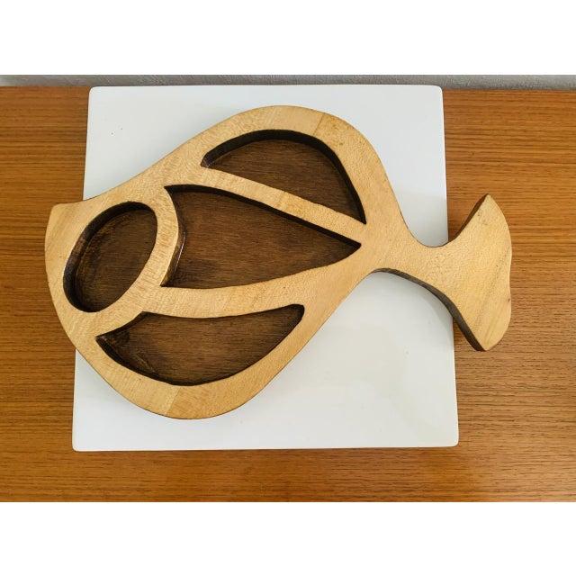 Mid-Century Modern Vintage Scandinavian Wood Fish Sculpture by A. Hiben, 1977 For Sale - Image 3 of 16