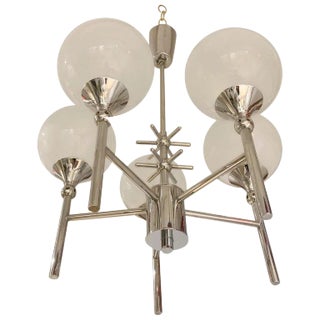 French Opaline 1970s 5-Light Chandelier For Sale