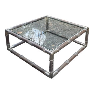 Transitional Coffee Table in Cerused Wood and Chrome For Sale