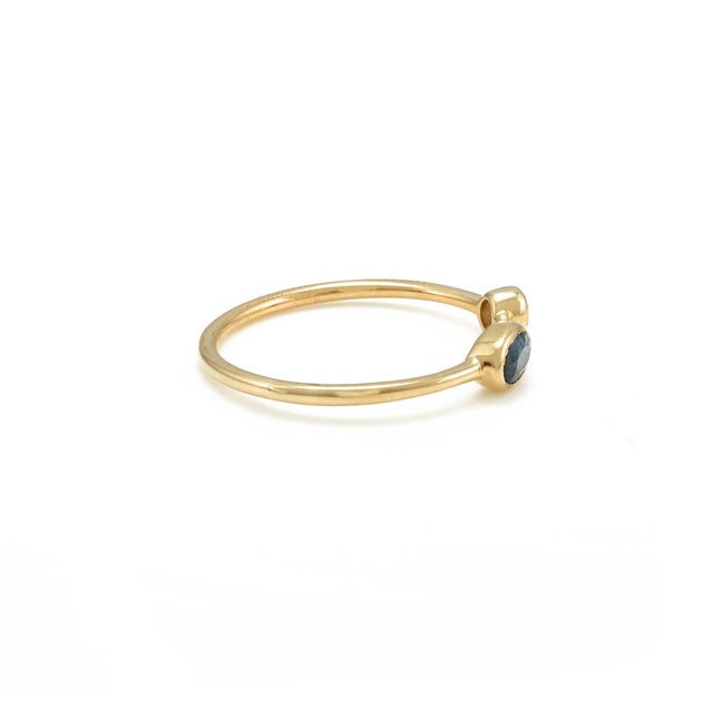 Hand-Crafted 14k Gold Sapphire & Diamond Two Stone Ring Size 7 For Sale In New York - Image 6 of 7
