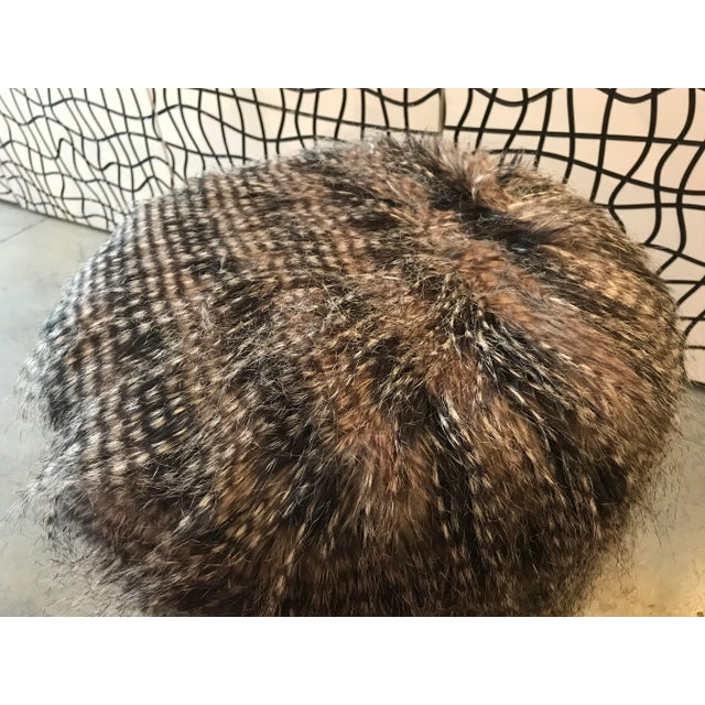 Early 21st Century Faux - Fur Black and Gray Round Stool For Sale - Image 5 of 10