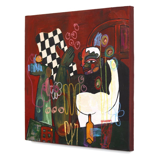 Figurative Crazy Apartment - Abstract Figurative Cubist Portrait Still Life Painting by Valerie Etitinwo For Sale - Image 3 of 12
