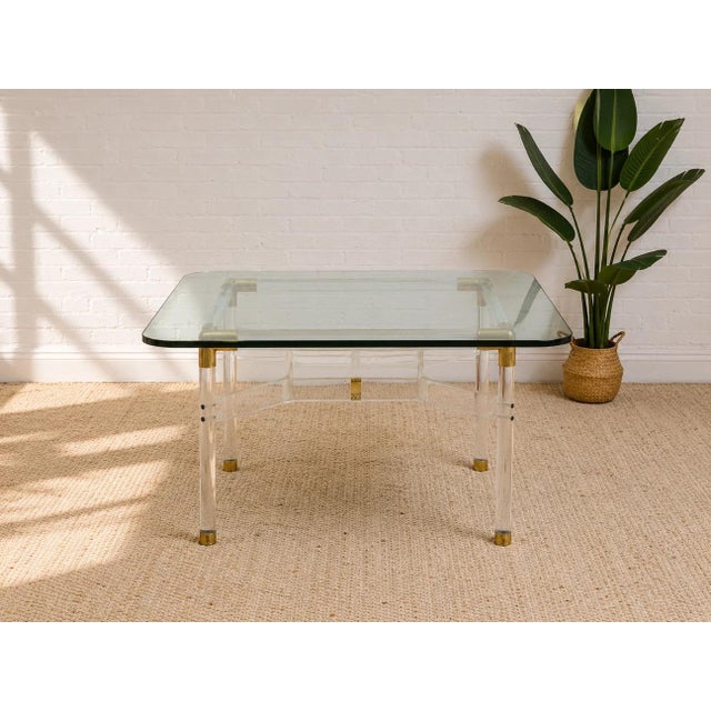 Mid 20th Century Tubular Lucite and Brass Italian Game Table Occasional Table For Sale In Los Angeles - Image 6 of 10
