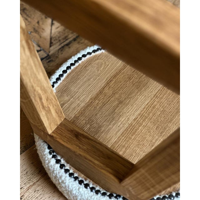 Sunday Rocker Stool in Oak and Cream Bouclé by Fosfeen For Sale - Image 4 of 6