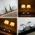 Metal Mid-Century Modern Lamps Black Ceramic With Harlequin Style Diamond Design and Gray Shades For Sale - Image 7 of 13