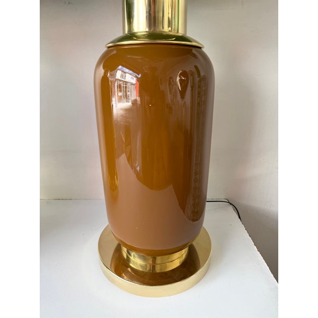 Contemporary Pair of Brass and Green Murano Glass Bulb Shade Lamps, Italy For Sale - Image 6 of 12