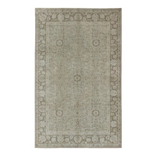 Vintage Earth Tone Oushak Rug in Sand Color Background With All-Over Design For Sale
