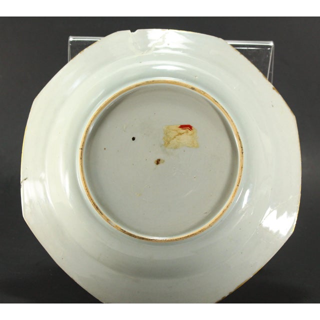 C. 1765 China Pair Armorial Octagonal Plates, Arms of Wyatt Impaling Fowle For Sale - Image 12 of 18