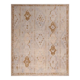 Rug & Kilim’s Rayure Boheme Rug in Ice Blue and Gold, 6x9 For Sale