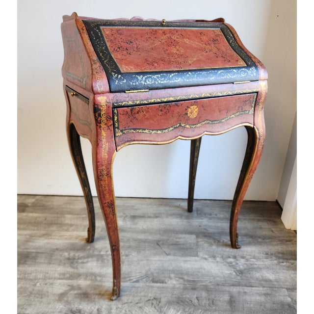 Theodore Alexander Late 20th Century Louis XV Leather Wrapped Ladies Desk by Theodore Alexander For Sale - Image 4 of 15