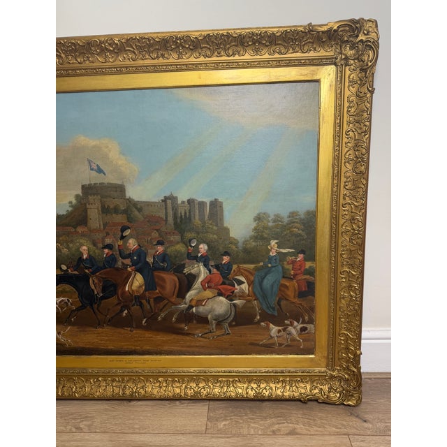 Large Mid 19th Century Oil Painting King George III Returning From Hunting Before Windsor Castle After James Pollard (1792–1867) For Sale - Image 15 of 18