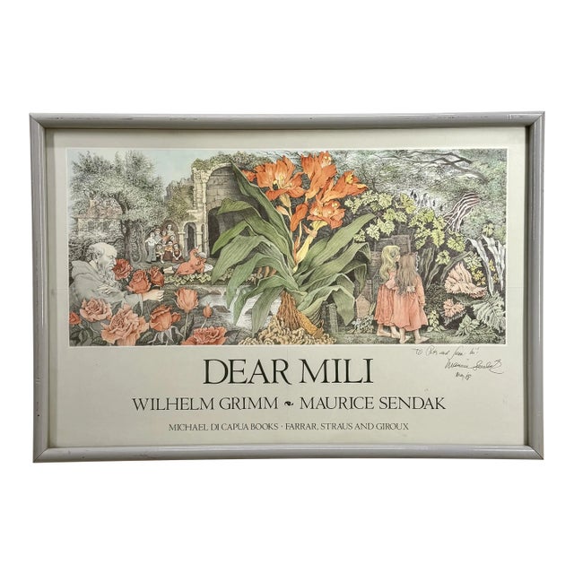 Maurice Sendak "Dear Mili" Framed Poster 1988 Signed by Maurice Sendak For Sale
