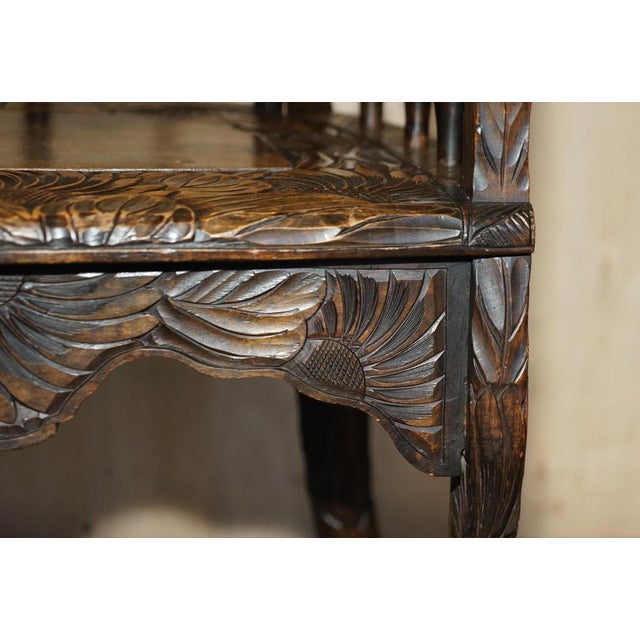 Antique Japanese Armchair with Floral Carving from Liberty's London, 1905 For Sale - Image 9 of 17