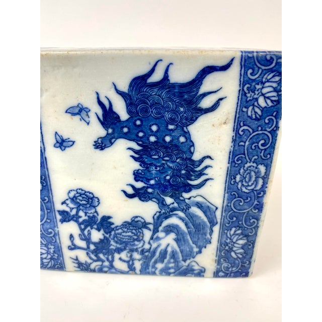 Ceramic Mid 20th Century Chinese Blue and White Porcelain Pillow For Sale - Image 7 of 8