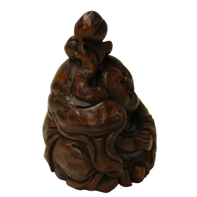Chinese Bamboo Carved Kid Figure For Sale - Image 4 of 6