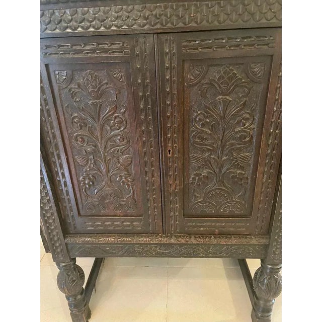 Large Antique Victorian Carved Oak Side Cabinet For Sale - Image 5 of 16