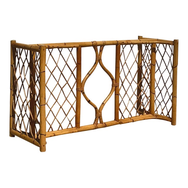 Vintage Coastal Woven Rattan Dining Table Pedestal For Sale