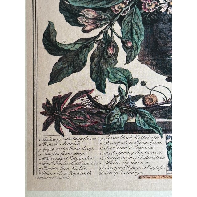 Metal Mid-20th Century Robert Furber ‘Twelve Months of Flowers’ Tole Wastepaper Basket For Sale - Image 7 of 12