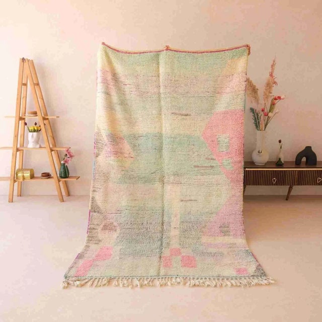 Mid-Century Modern Contemporary Pastel Wool Rug - 8.1 X 4.9 Ft For Sale - Image 4 of 9