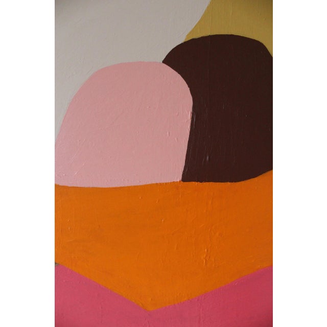 Bring warmth and elegance to your home with this colorful abstract painting on canvas, featuring bold shades of pink,...
