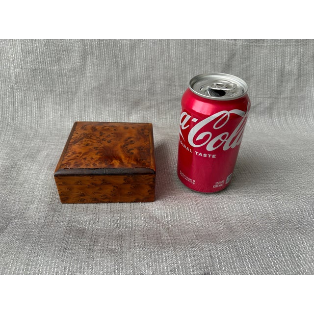 Wood Small Antique Burl Hinged Box For Sale - Image 7 of 16