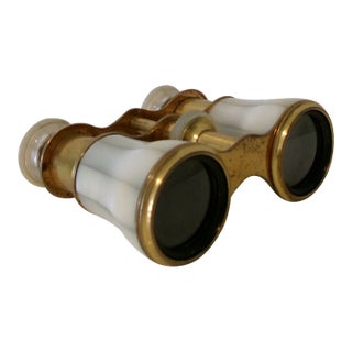 Early 20th Century Lemaire Paris Mother of Pearl and Brass Opera Glasses For Sale