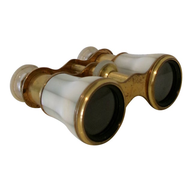 Early 20th Century Lemaire Paris Mother of Pearl and Brass Opera Glasses For Sale