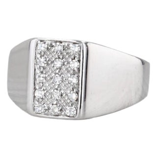 0.15ctw Pave Diamond Ring 14k White Gold Size 8 Wide Tapering Band, Size 8 For Sale