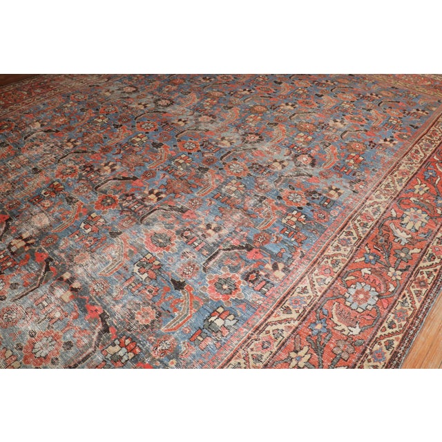 Textile Early 20th Century Oversize Blue Grey Persian Mahal Rug - 13'4" x 20'4" For Sale - Image 7 of 12