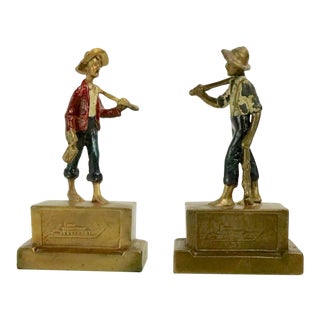 Tom Sawyer Huckleberry Finn Armor Bronze Bookends For Sale