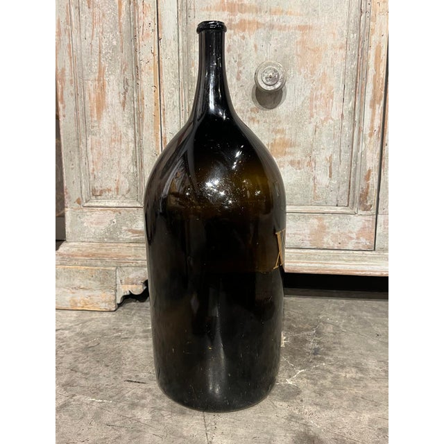 Large Antique French Hand Blown and Painted Wine Bottle, Normandy, Circa 1880s For Sale In Dallas - Image 6 of 8