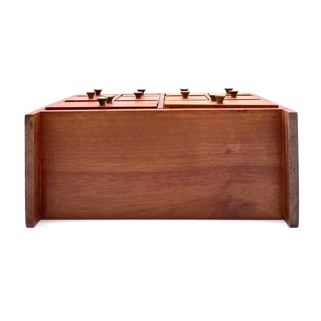 Mid-Century Modern Miniature Collector's Cabinet in Dark Precious Wood with 12 Drawers, Denmark, 1960s For Sale - Image 10 of 14