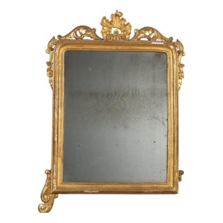 Mirror with Carved and Gilded Wooden Frame For Sale