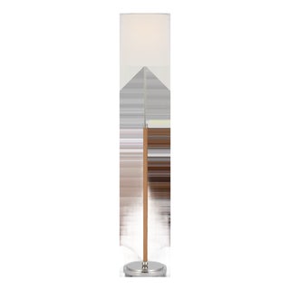 Thomas O'Brien by Visual Comfort Signature Bryant Wrapped Floor Lamp in Polished Nickel and Natural Leather with Linen Shade For Sale