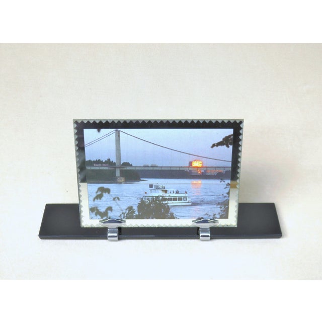 Art Deco Black Glass & Chrome French Picture Frame For Sale - Image 4 of 18