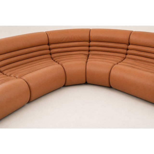 1978 Vintage Italian Leather 9-Piece Wedge/Curved Modules For Sale - Image 4 of 12