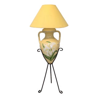 Vintage Ceramic Orange Floor Lamp, 1980s For Sale