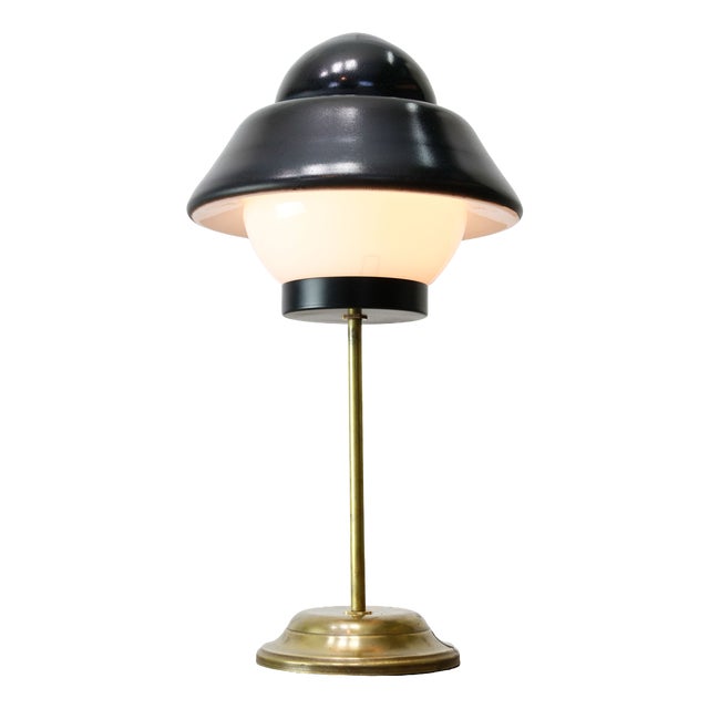Mid-Century Italian Brass and Glass Table Lamp, 1960s For Sale
