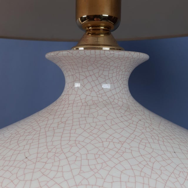 White Cracklè Ceramic Table Lamp by Gianni Gabutti, 1960s For Sale - Image 12 of 16