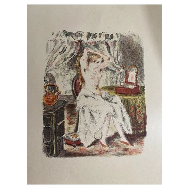 Jacques Marie Gaston Onfroy de Bréville, Woman Portrait, Lithograph on Paper, 20th Century For Sale