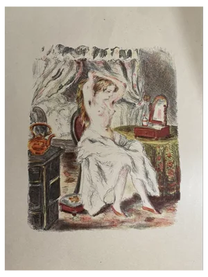 Jacques Marie Gaston Onfroy de Bréville, Woman Portrait, Lithograph on Paper, 20th Century