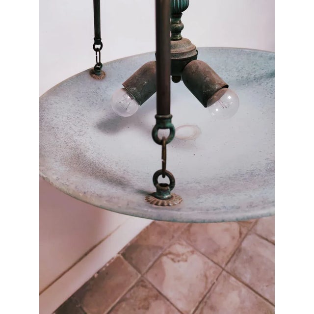 Vintage Green Glass Chandelier For Sale - Image 12 of 15