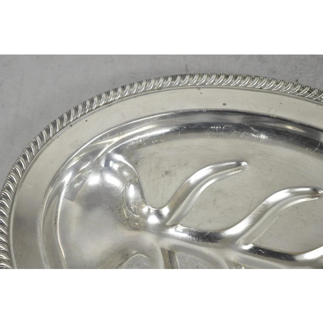 Vintage Fb Rogers Silver Plated Oval Meat Cutlery Serving Platter Tray For Sale In Philadelphia - Image 6 of 12