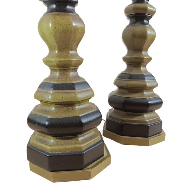 Vintage MCM Hollywood Regency Style Table Lamps One Pair For Sale - Image 4 of 5