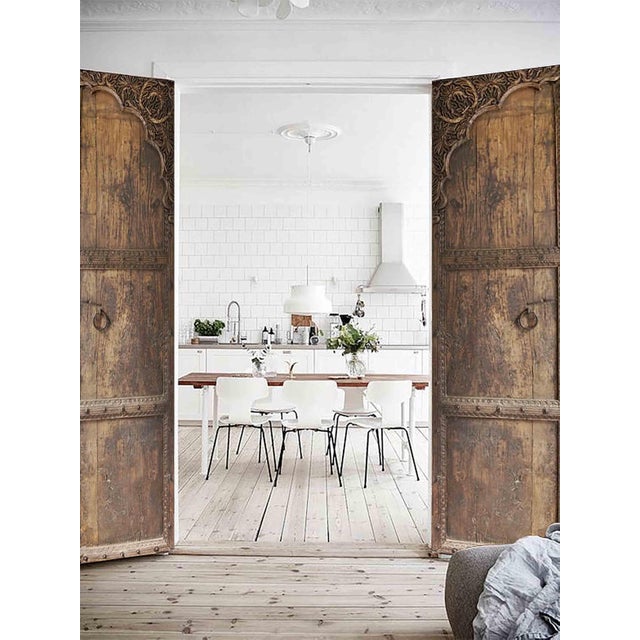 Indo-Mughal Arch Double Door – Hand-Carved Solid Wood Panels For Sale - Image 11 of 12