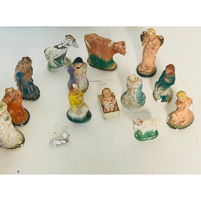 14 PCS Antique Nativity Christmas Set Religious For Sale - Image 4 of 5