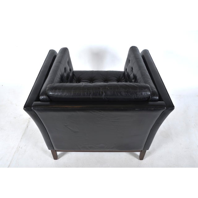 Danish Black Leather Lounge Armchair from Mogens Hansen, Denmark, 1960s For Sale - Image 12 of 18