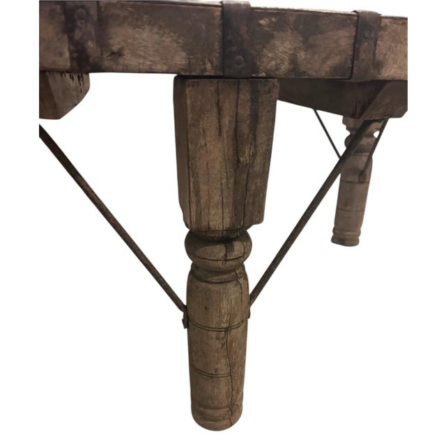 19th Century Indian Bullock Ox Cart Table Coffee Table For Sale - Image 4 of 12