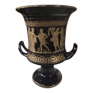 Vintage Porcelain Double Handled Vase Decorated W Grecian Figures